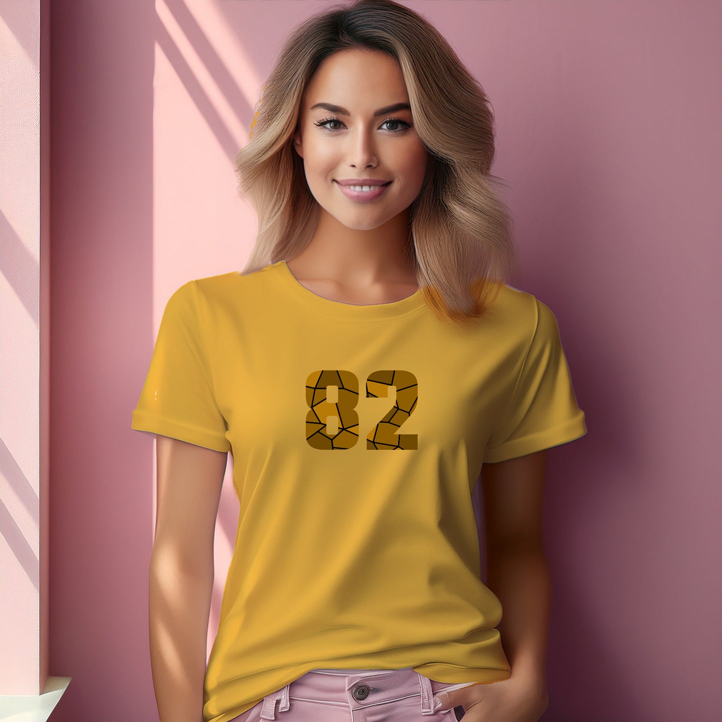 82 Number Women T-Shirt (Golden Yellow)