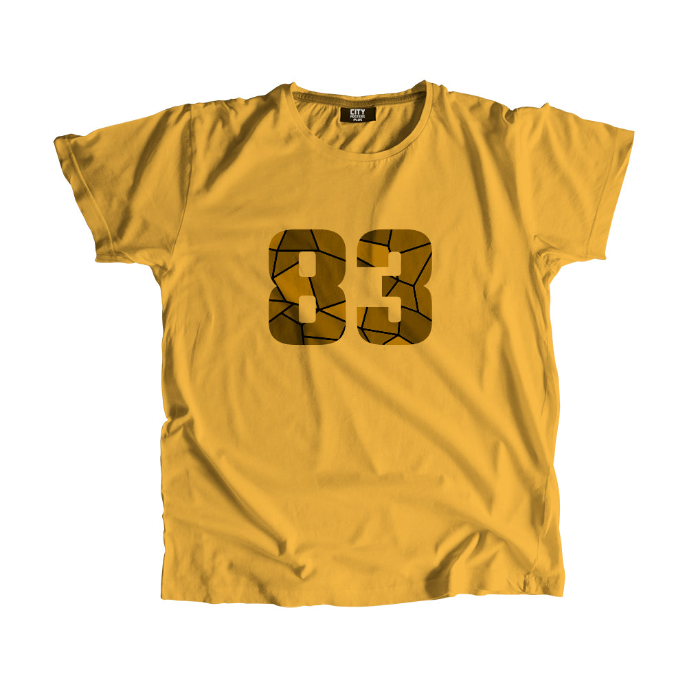 83 Number Men Unisex T-Shirt (Golden Yellow)