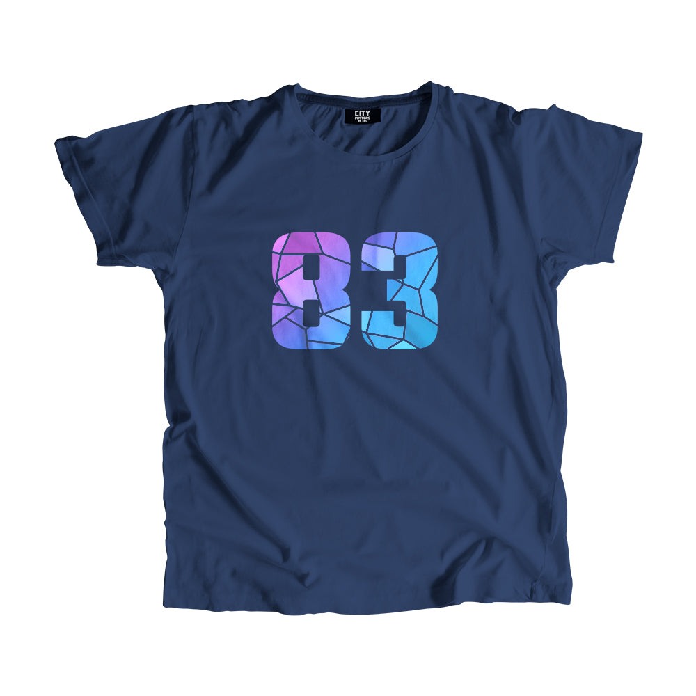 83 Number Men Unisex T-Shirt (Navy Blue)