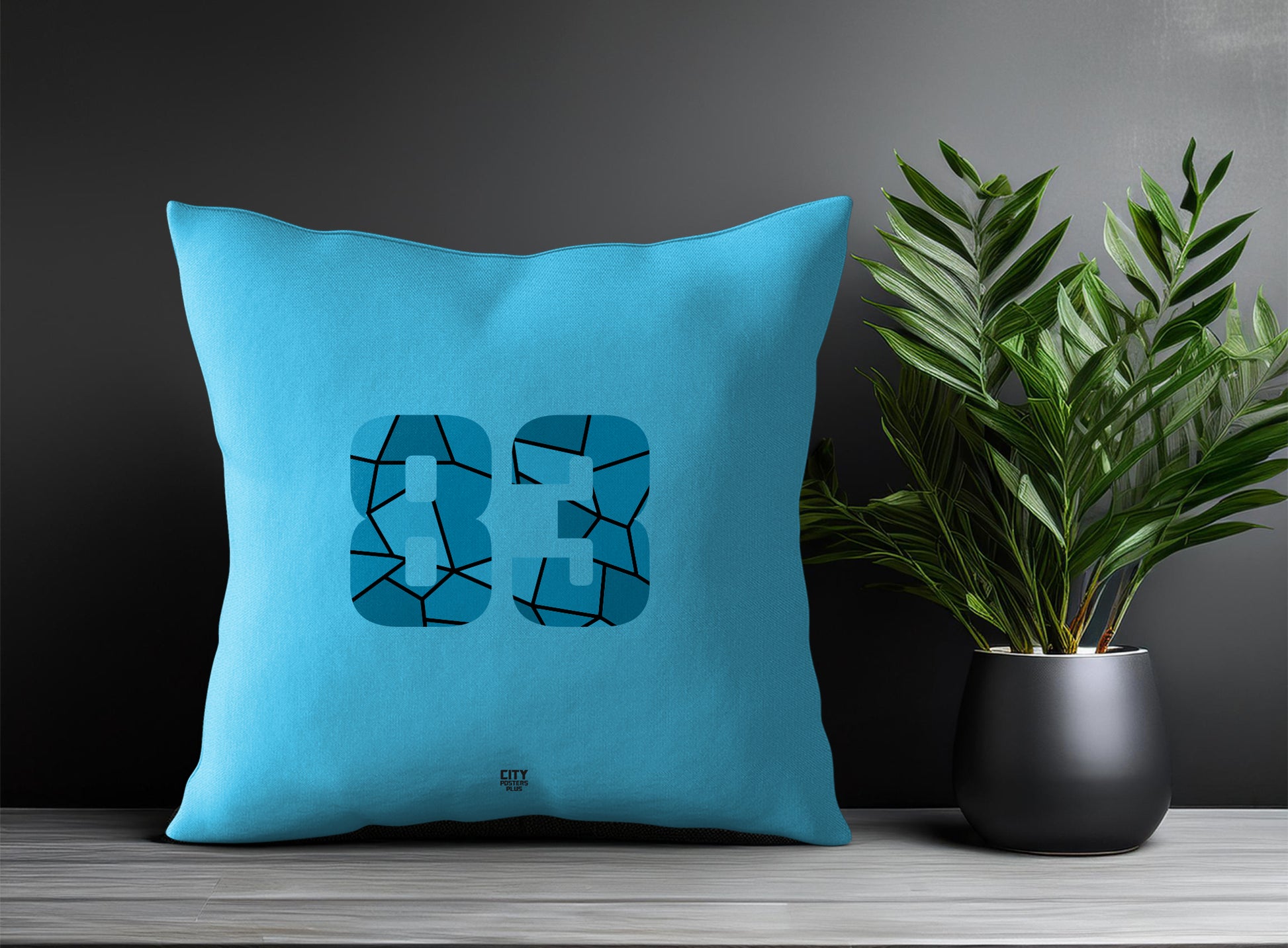 83 Number Pillow Case and Pillow Throw (Sky Blue)