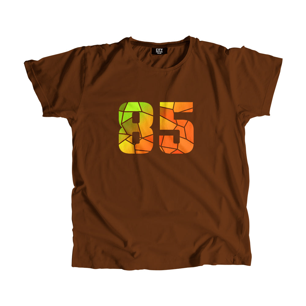 85 Number Men Unisex T-Shirt (Brown)
