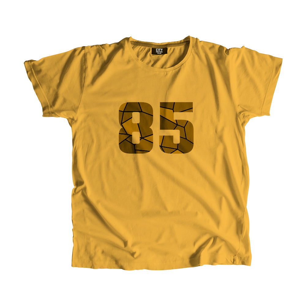85 Number Men Unisex T-Shirt (Golden Yellow)