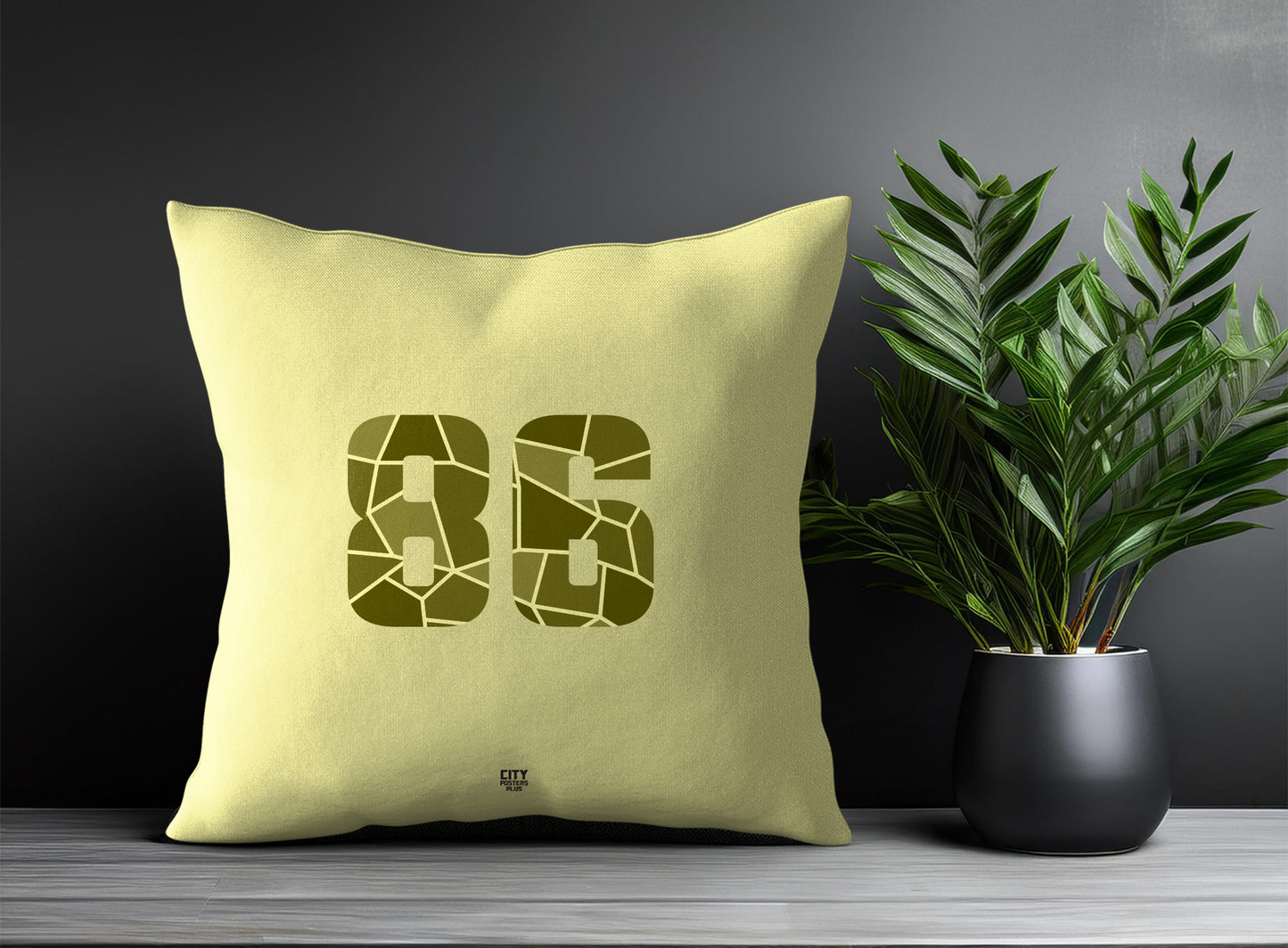 86 Number Pillow Case and Pillow Throw (Butter Yellow)