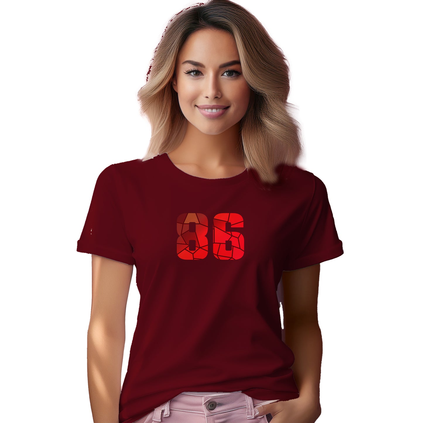 86 Number Women T-Shirt (Maroon)