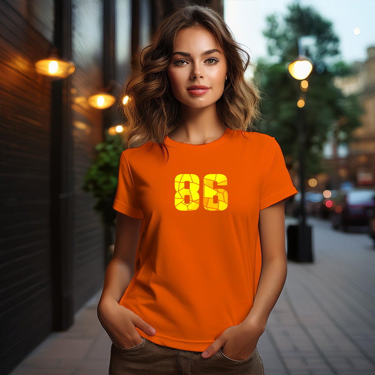 86 Number Women T-Shirt (Orange)