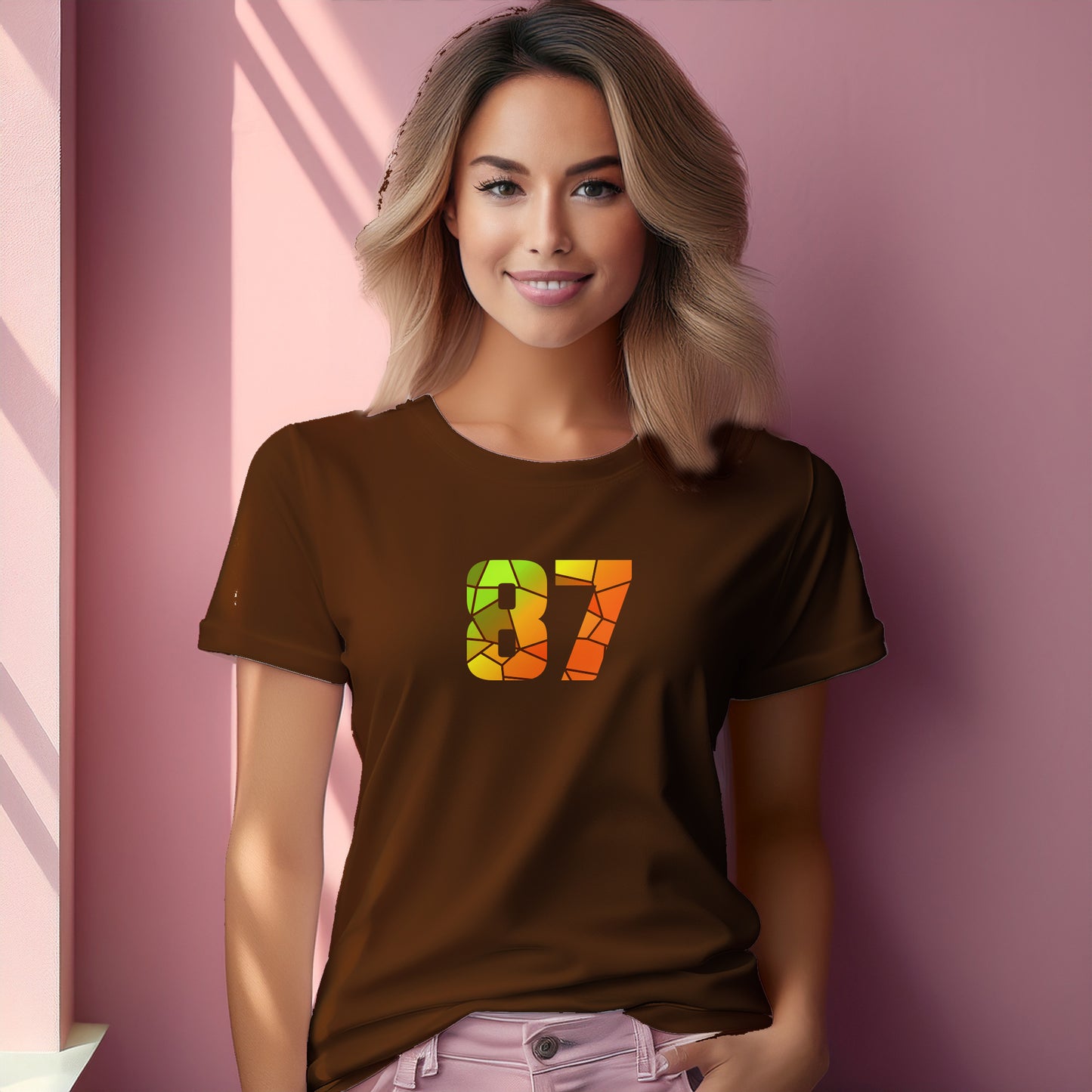 87 Number Women T-Shirt (Brown)