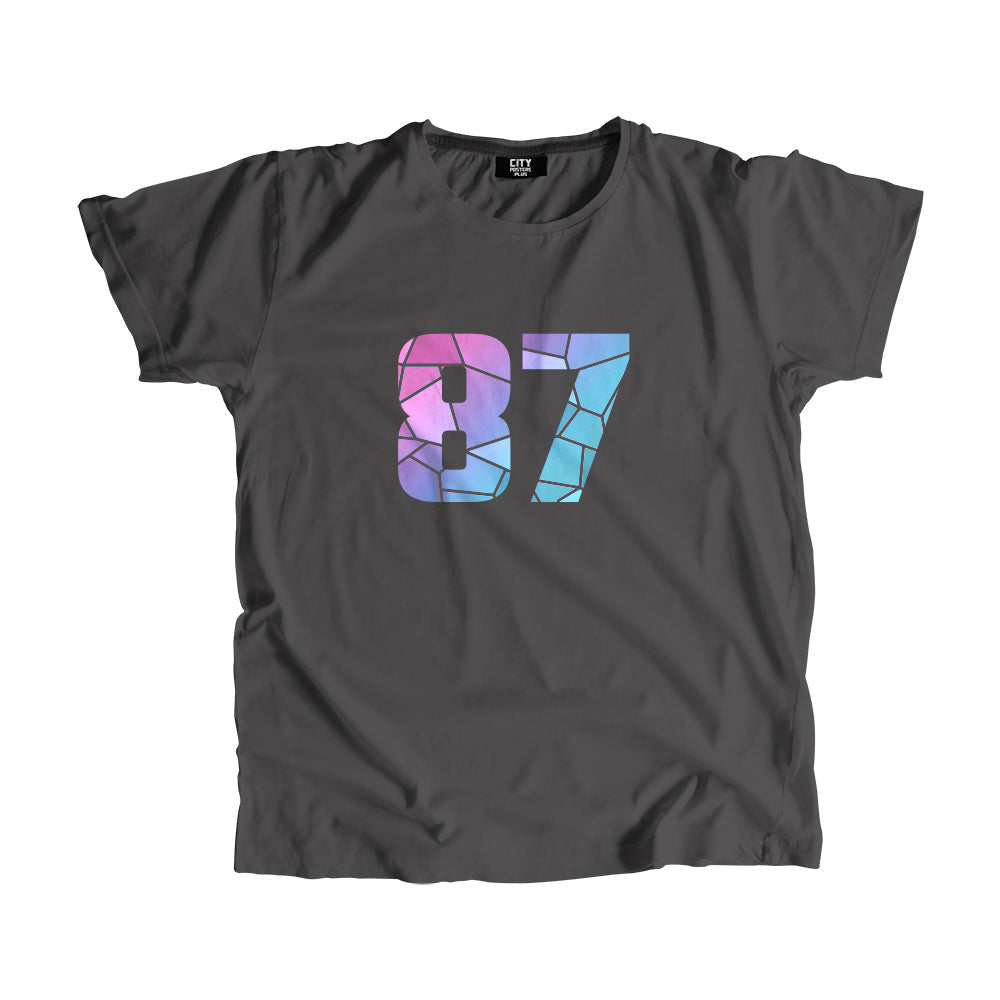 87 Number Men Unisex T-Shirt (Charcoal Grey)