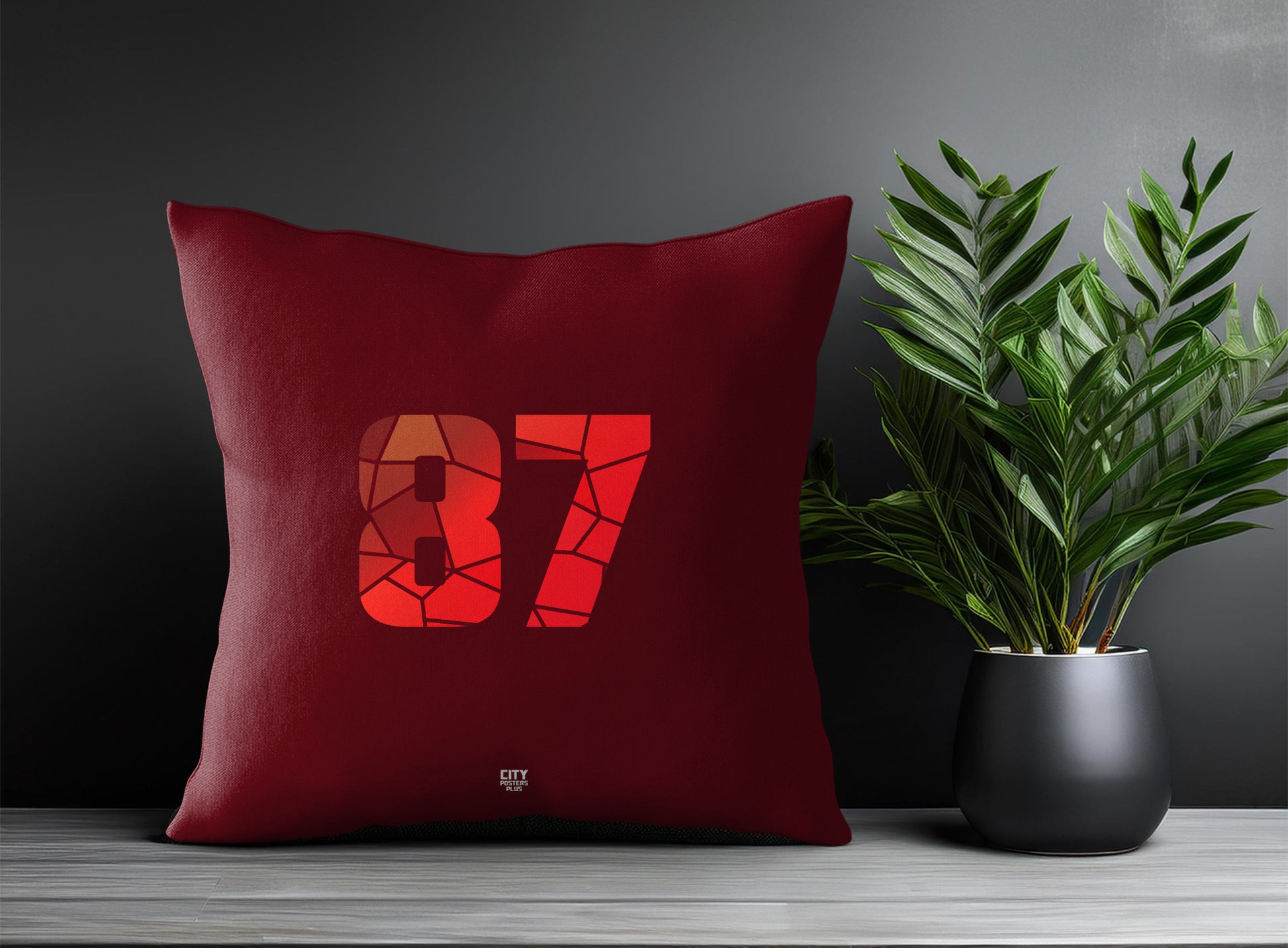 87 Number Pillow Case and Pillow Throw (Maroon)