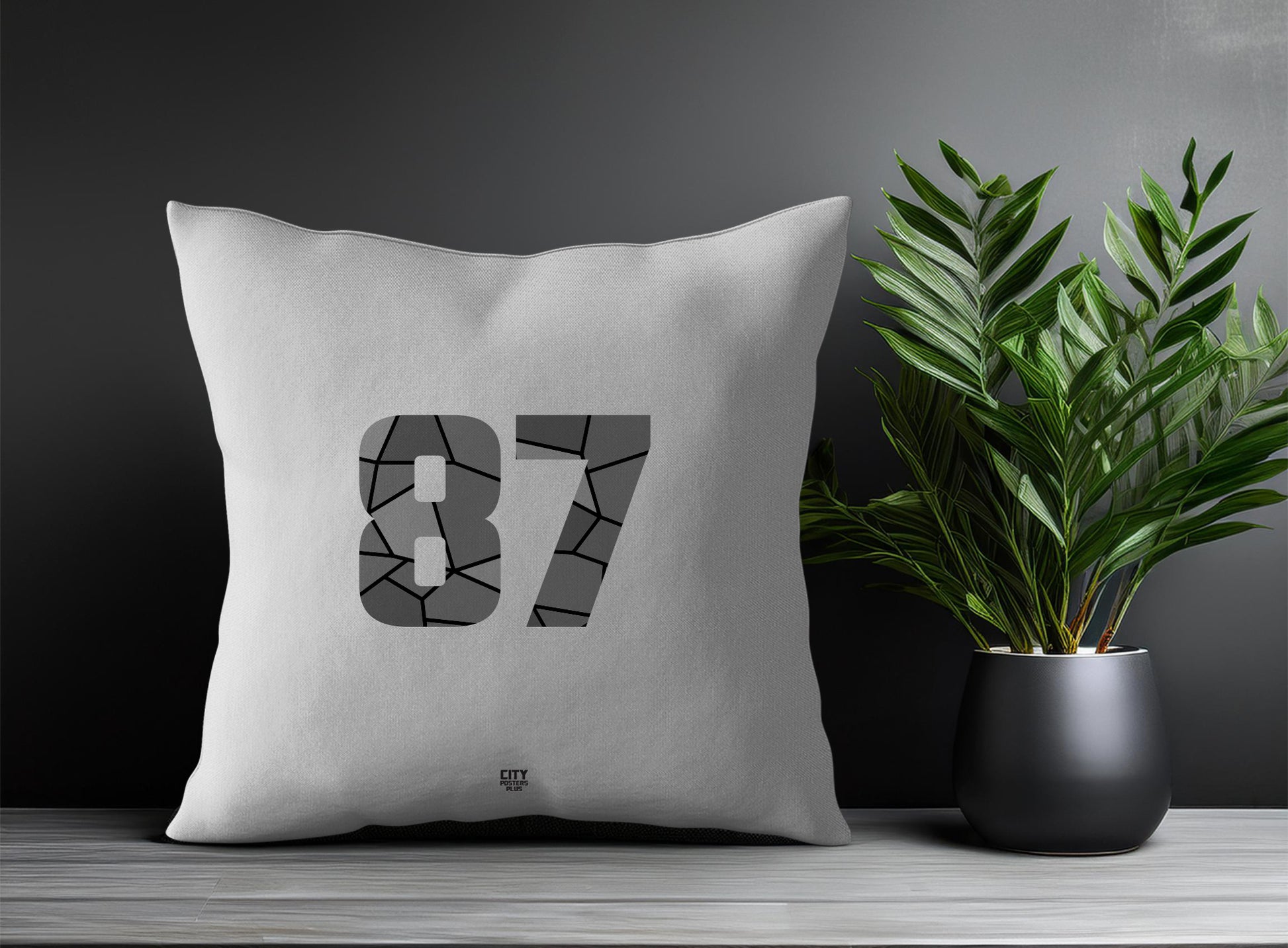 87 Number Pillow Case and Pillow Throw (Melange Grey)