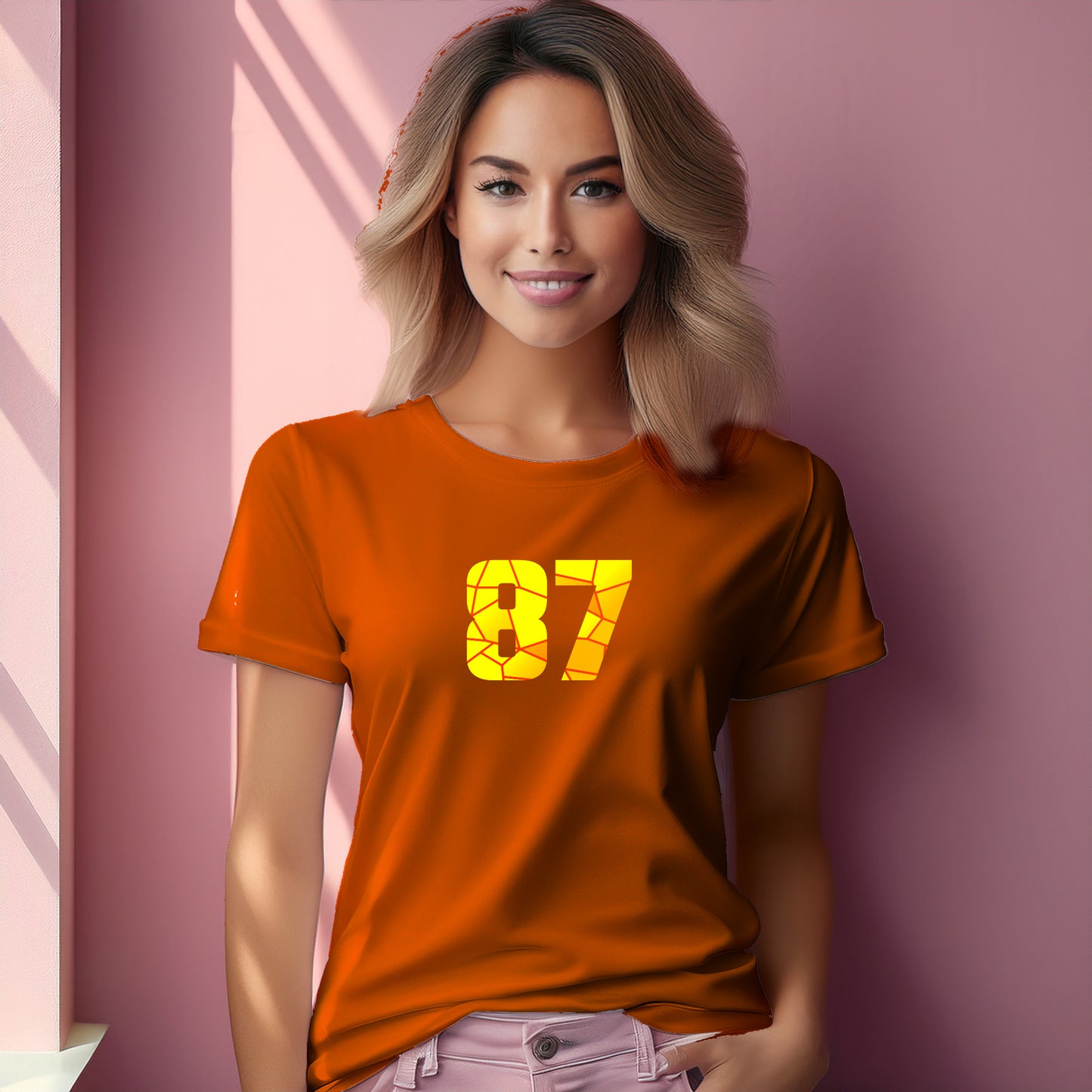 87 Number Women T-Shirt (Orange)