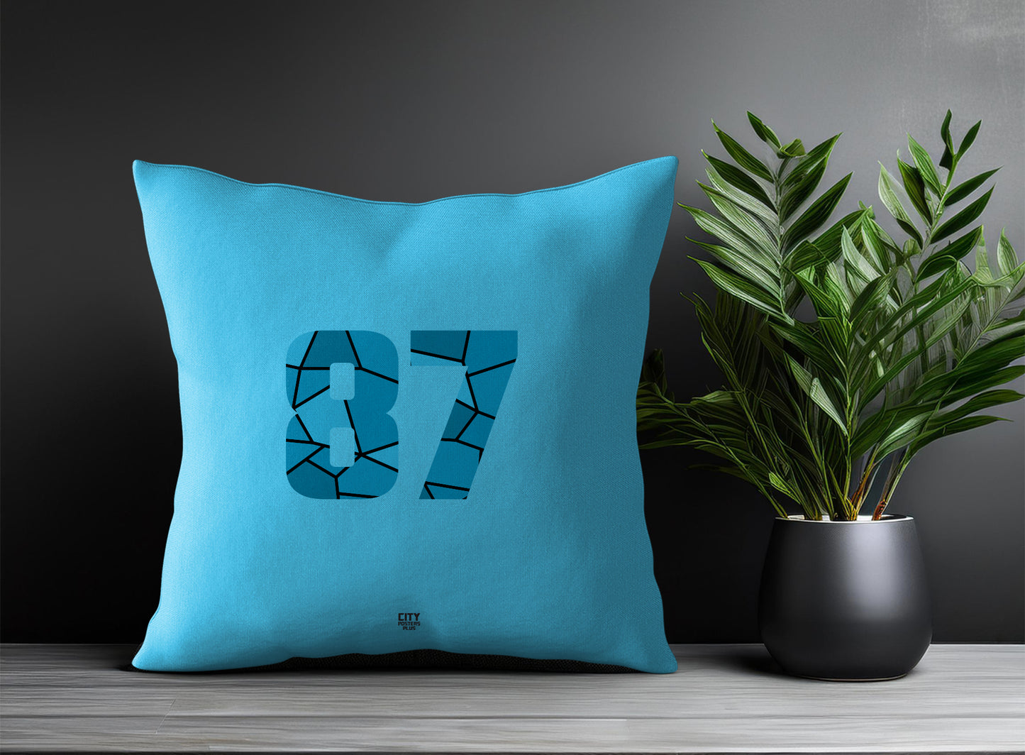 87 Number Pillow Case and Pillow Throw (Sky Blue)