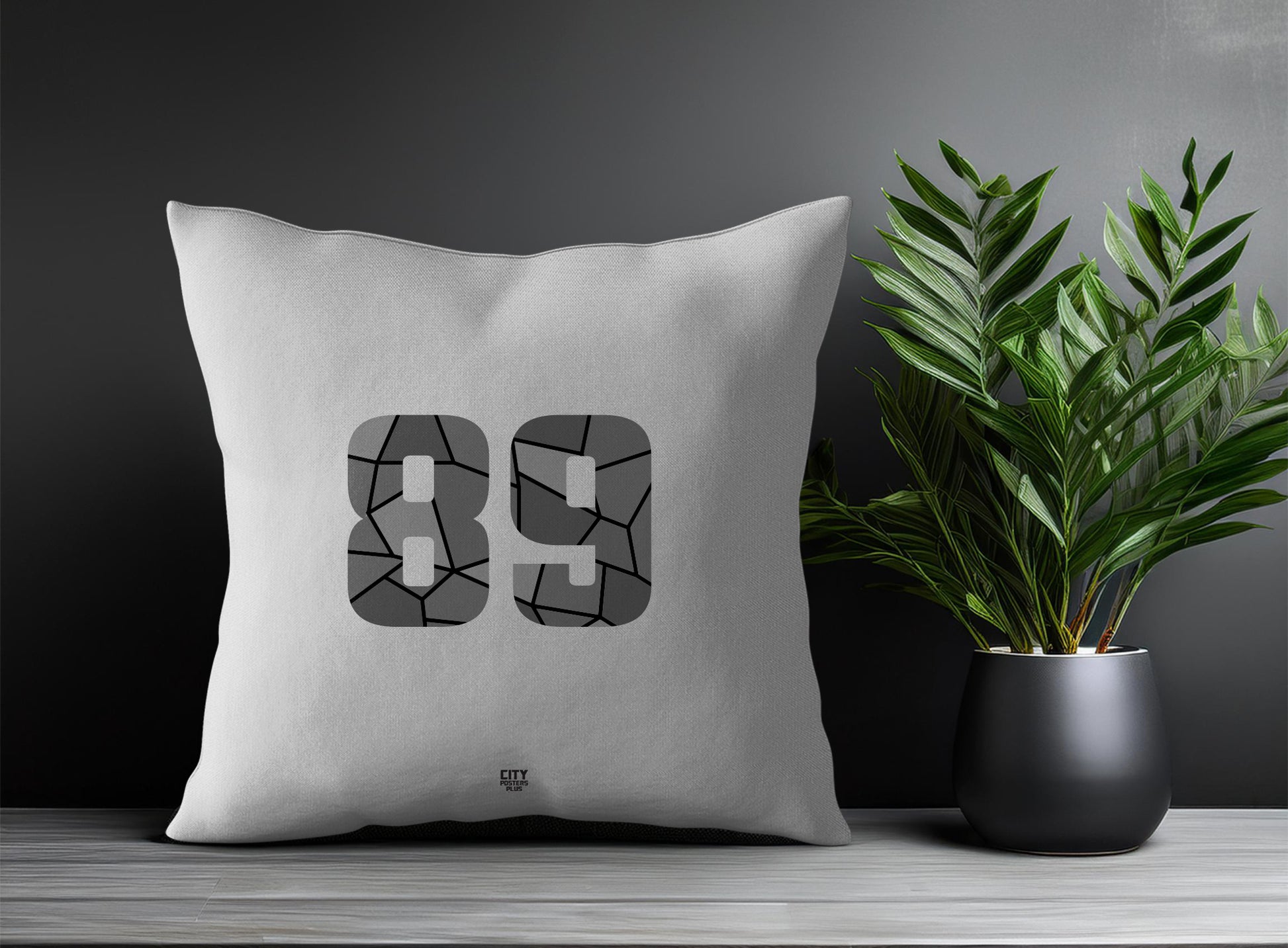 89 Number Pillow Case and Pillow Throw (Melange Grey)
