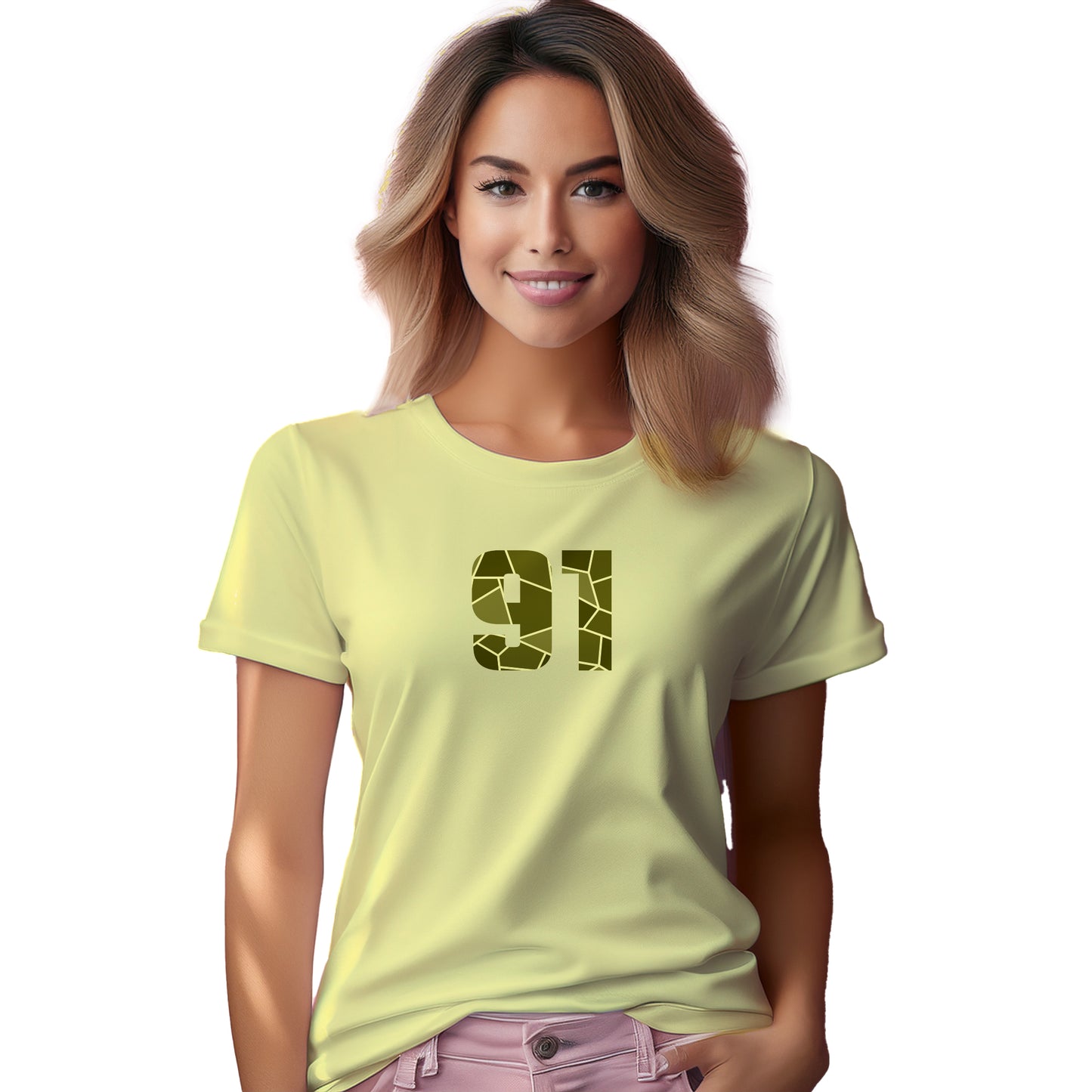 91 Number Women T-Shirt (Butter Yellow)