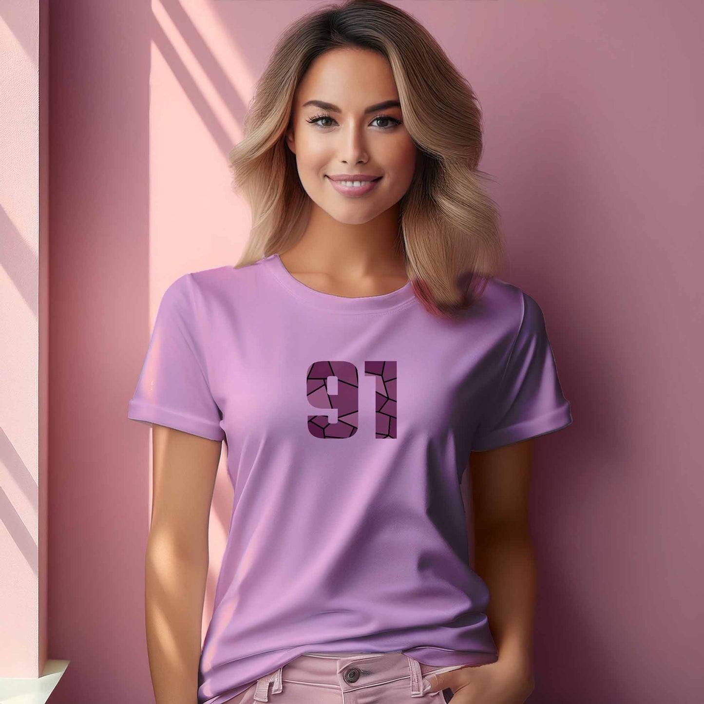 91 Number Women T-Shirt (Light Pink)