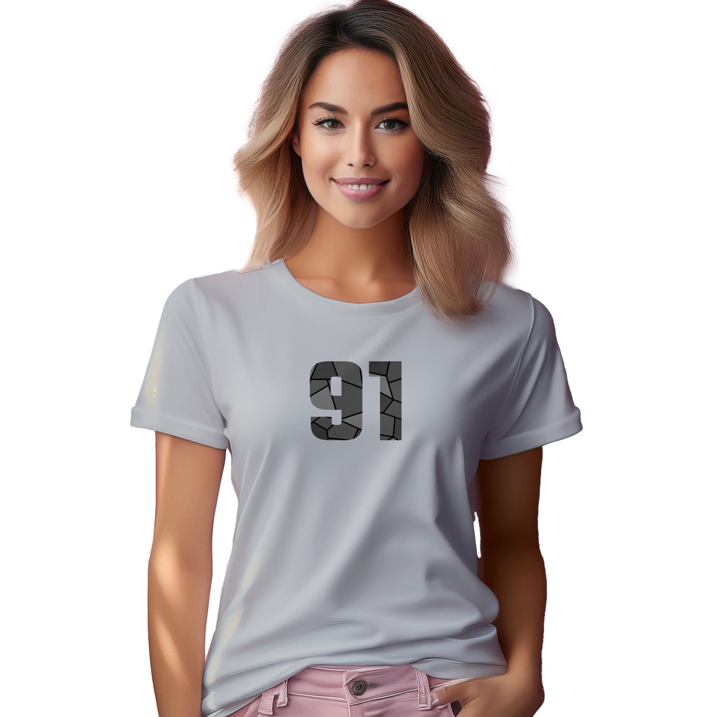 91 Number Women T-Shirt (Melange Grey)