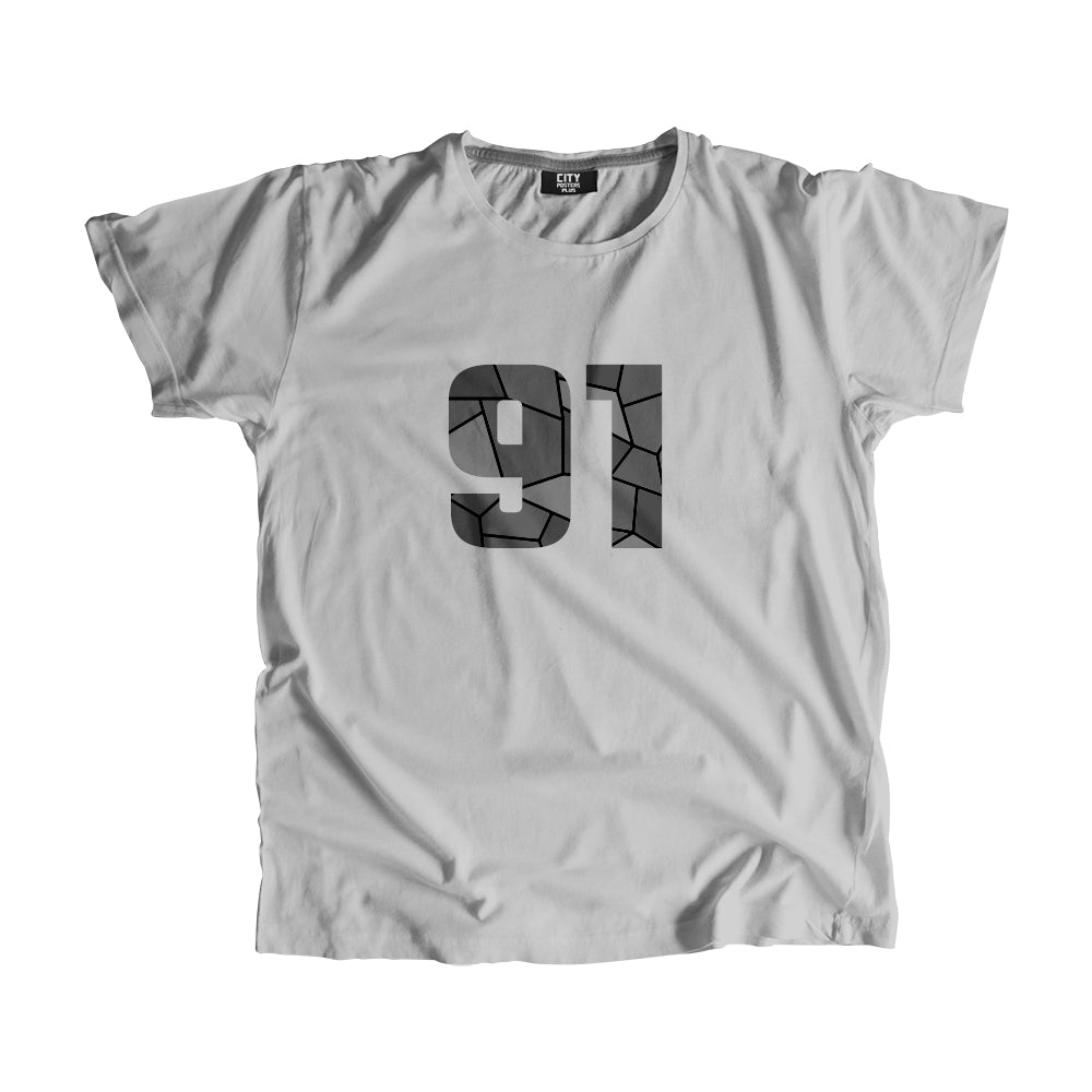 91 Number Men Unisex T-Shirt (Melange Grey)
