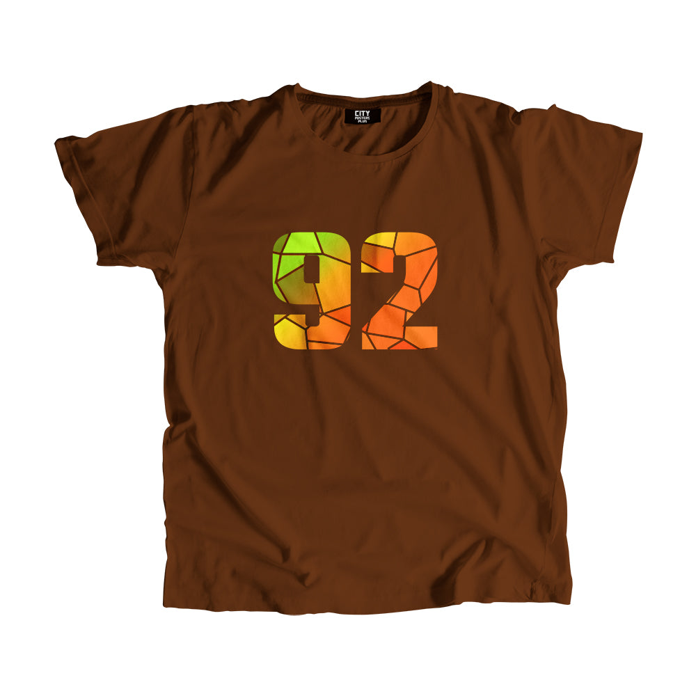 92 Number Men Unisex T-Shirt (Brown)