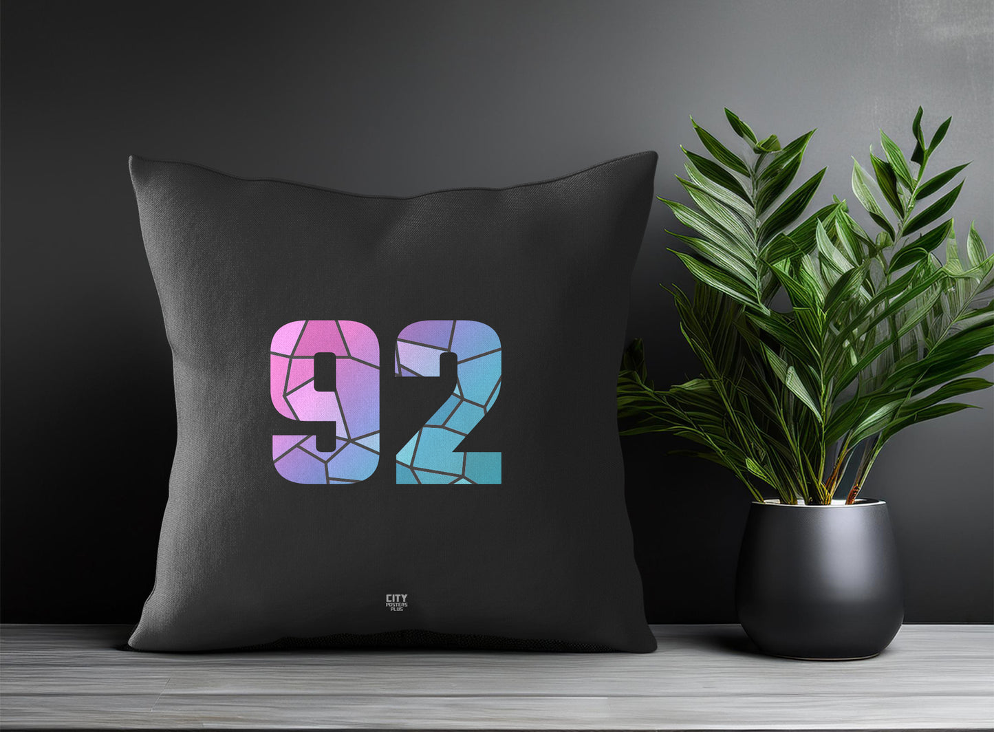 92 Number Pillow Case and Pillow Throw (Charcoal Grey)
