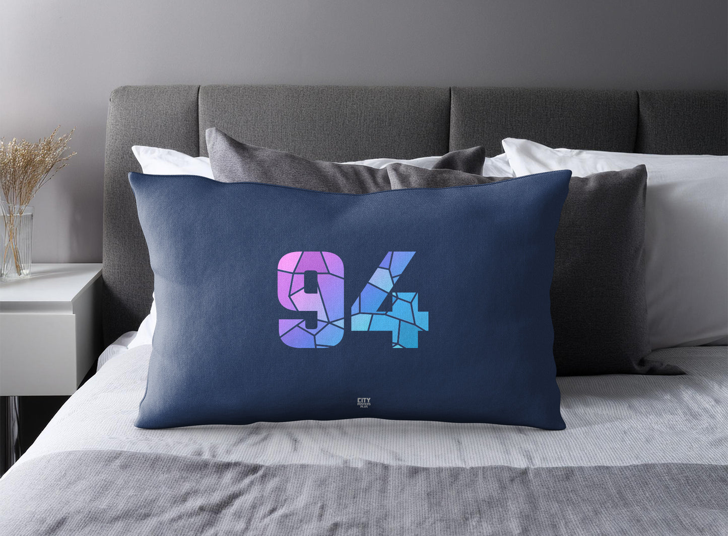 Print Deliver Plus 94 Number Pillow Case and Pillow Throw (Navy Blue)