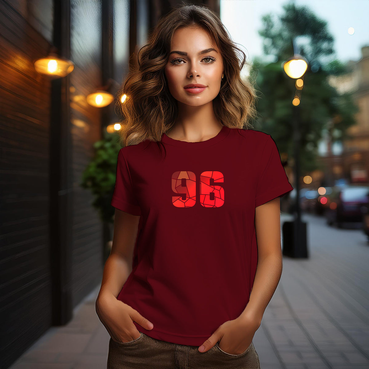 96 Number Women T-Shirt (Maroon)