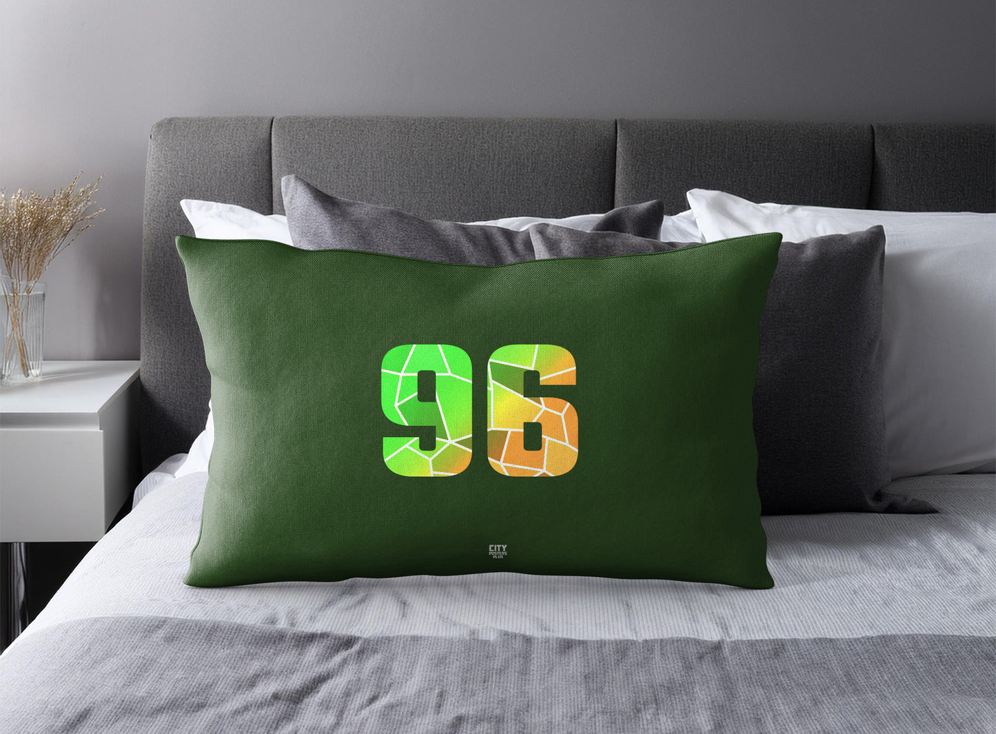 Print Deliver Plus 96 Number Pillow Case and Pillow Throw (Olive Green)