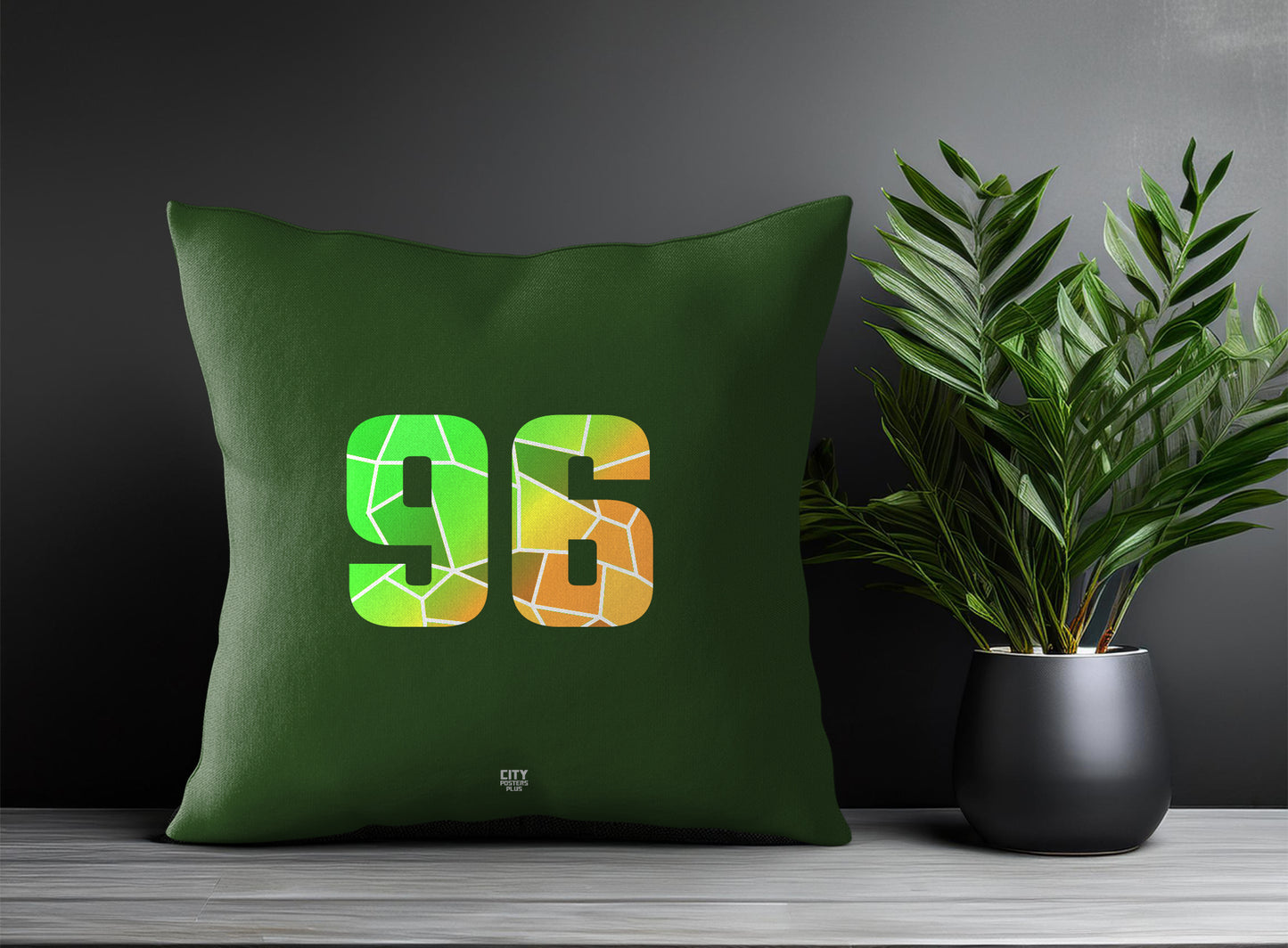 96 Number Pillow Case and Pillow Throw (Olive Green)