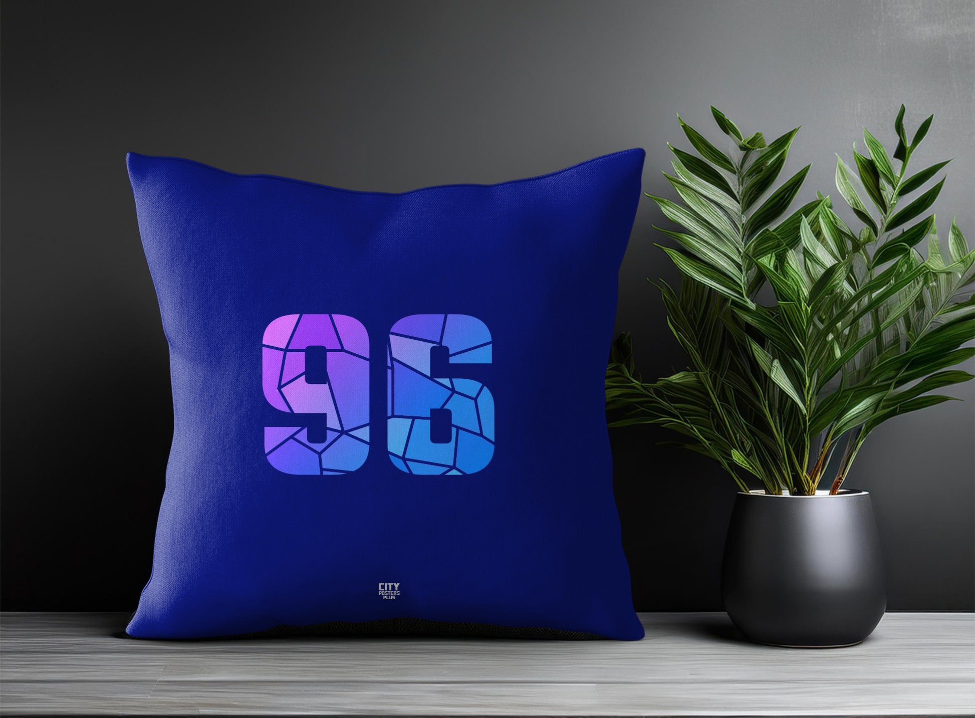 96 Number Pillow Case and Pillow Throw (Royal Blue)