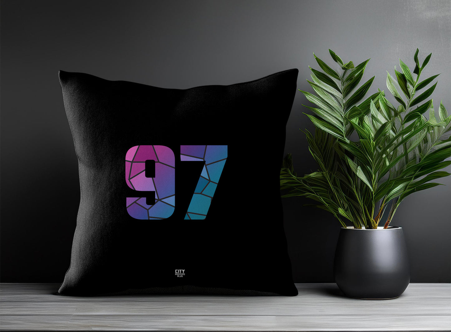 97 Number Pillow Case and Pillow Throw (Black)