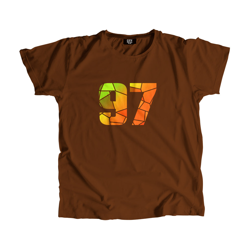 97 Number Men Unisex T-Shirt (Brown)