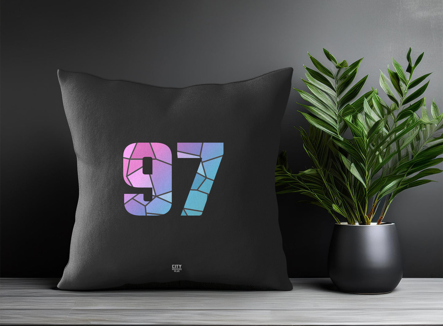 97 Number Pillow Case and Pillow Throw (Charcoal Grey)