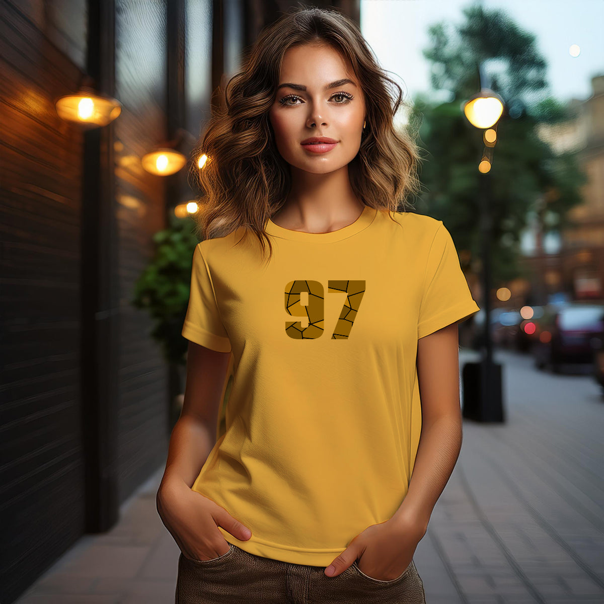 97 Number Women T-Shirt (Golden Yellow)