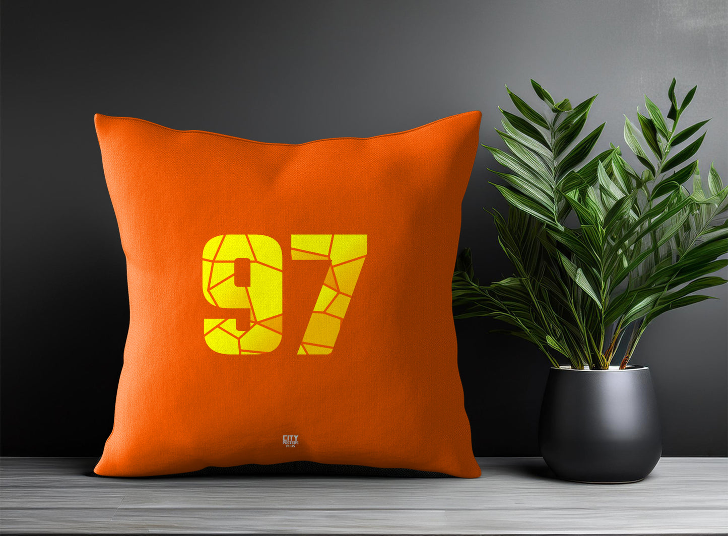 97 Number Pillow Case and Pillow Throw (Orange)