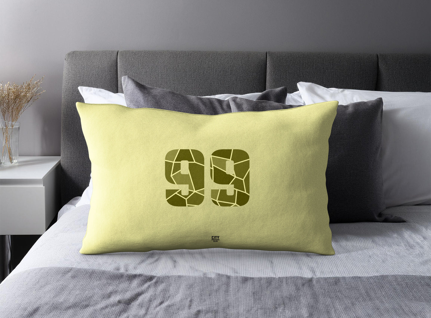 Print Deliver Plus 99 Number Pillow Case and Pillow Throw (Butter Yellow)