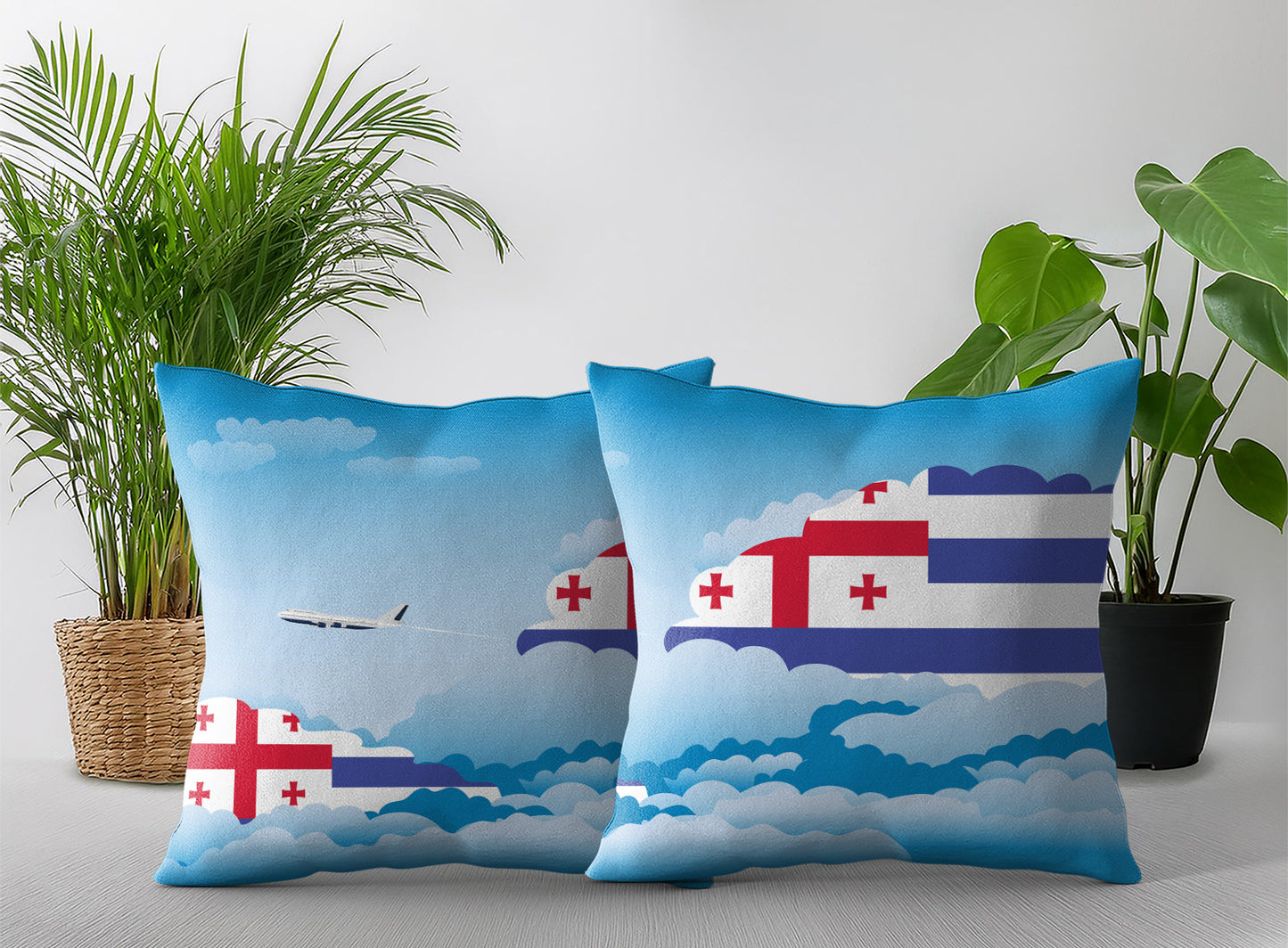 Ajaria Day Clouds Pillow Case and Pillow Throw
