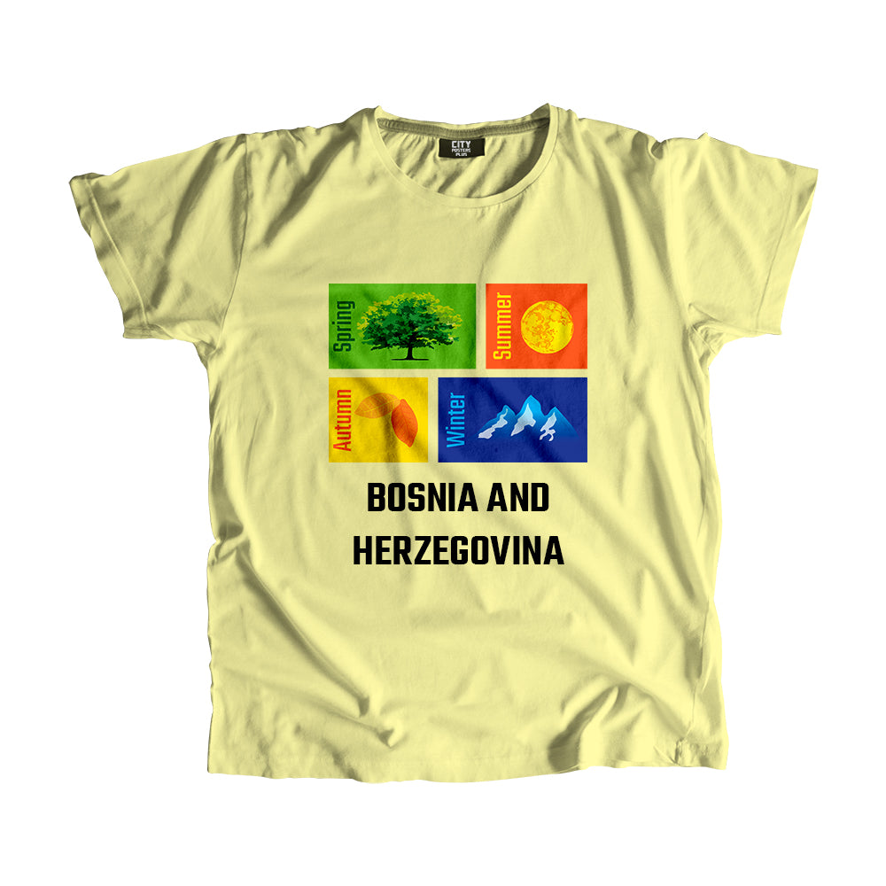 BOSNIA AND HERZEGOVINA Seasons Men Unisex T-Shirt (Butter Yellow)
