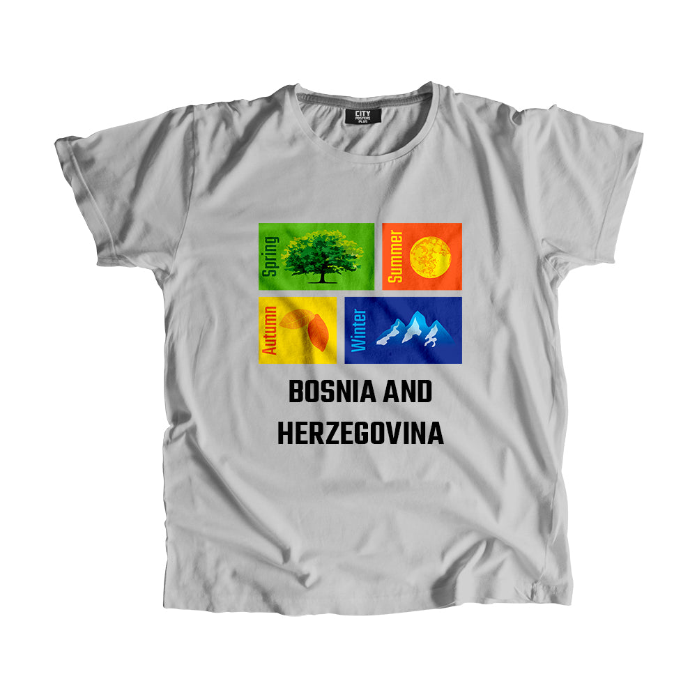BOSNIA AND HERZEGOVINA Seasons Men Unisex T-Shirt (Melange Grey)