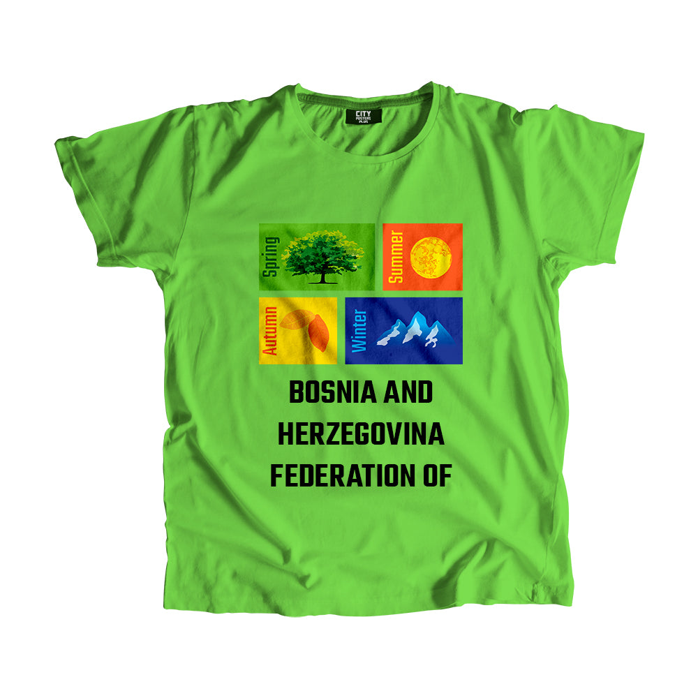 BOSNIA AND HERZEGOVINA FEDERATION OF Seasons Men Unisex T-Shirt (Liril Green)