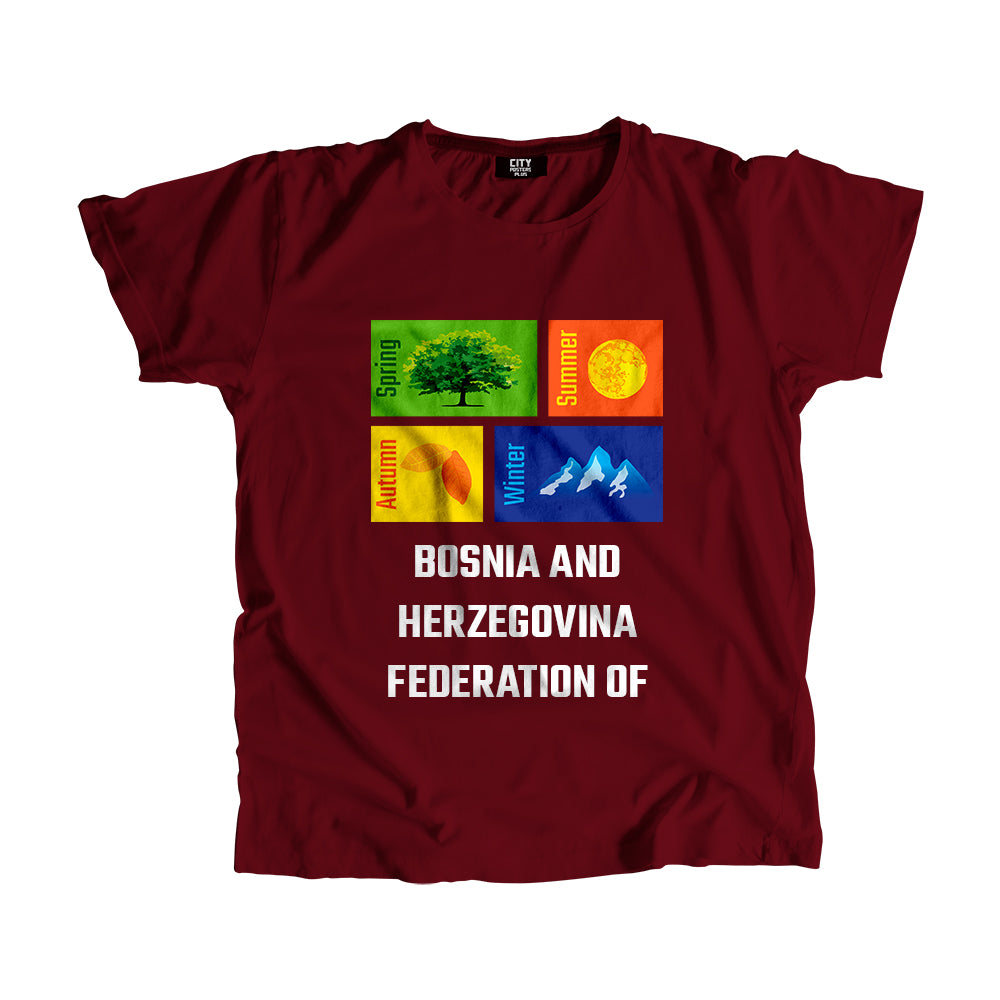 BOSNIA AND HERZEGOVINA FEDERATION OF Seasons Men Unisex T-Shirt (Maroon)