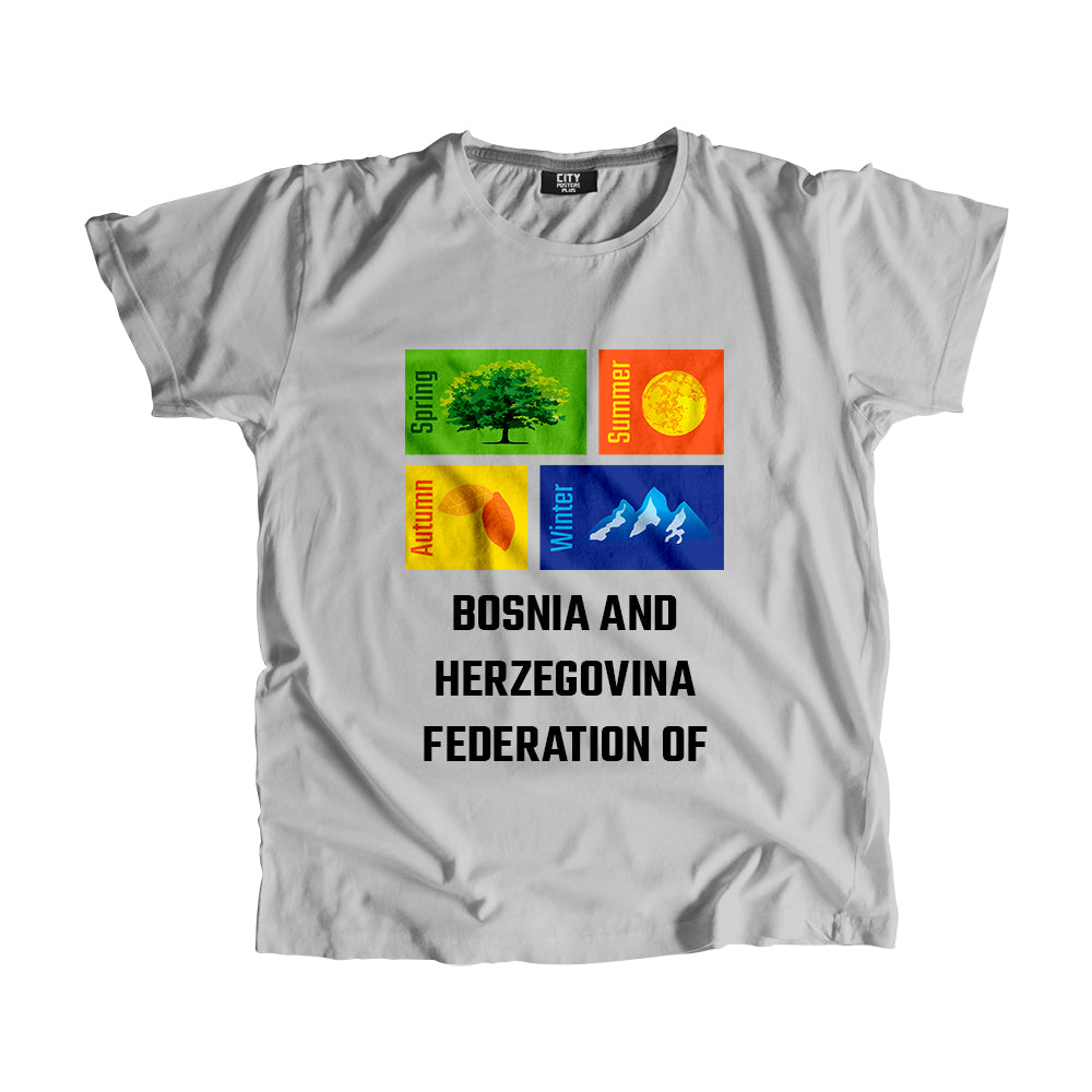 BOSNIA AND HERZEGOVINA FEDERATION OF Seasons Men Unisex T-Shirt (Melange Grey)