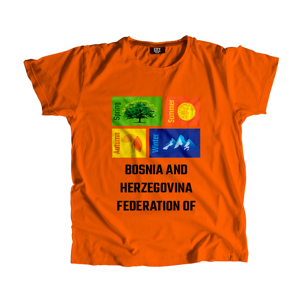 BOSNIA AND HERZEGOVINA FEDERATION OF Seasons Men Unisex T-Shirt (Orange)