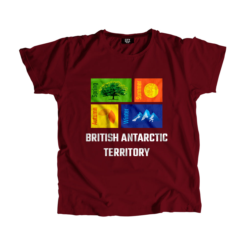 BRITISH ANTARCTIC TERRITORY Seasons Men Unisex T-Shirt (Maroon)