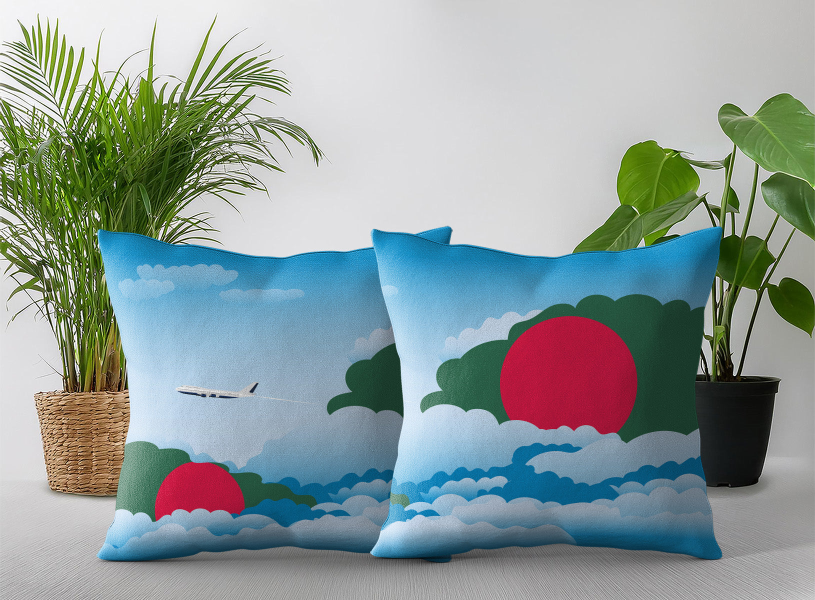 Bangladesh Day Clouds Pillow Case and Pillow Throw