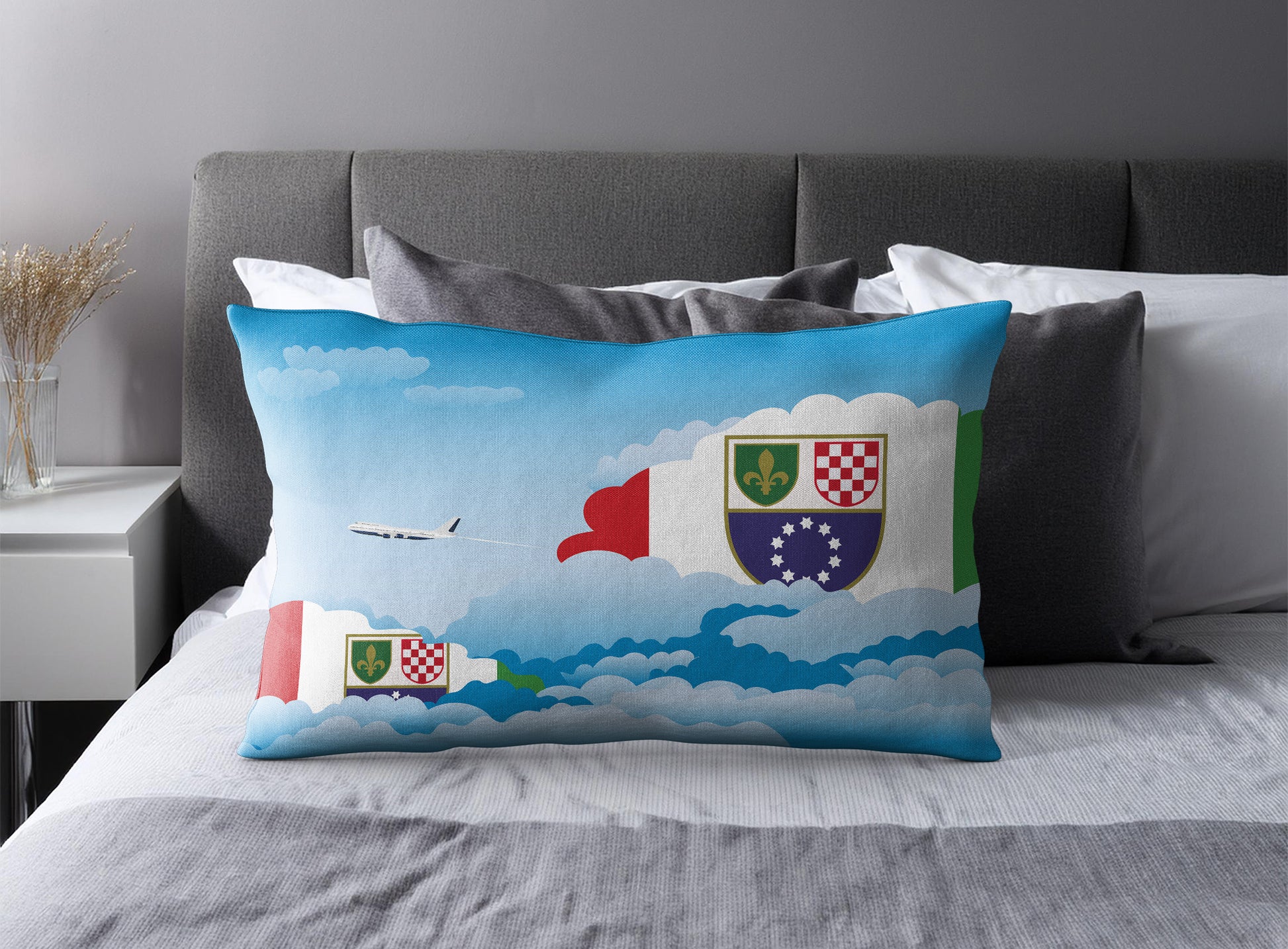 Bosnia Case and Herzegovina Federation of Day Clouds Pillow Case and Pillow Throw
