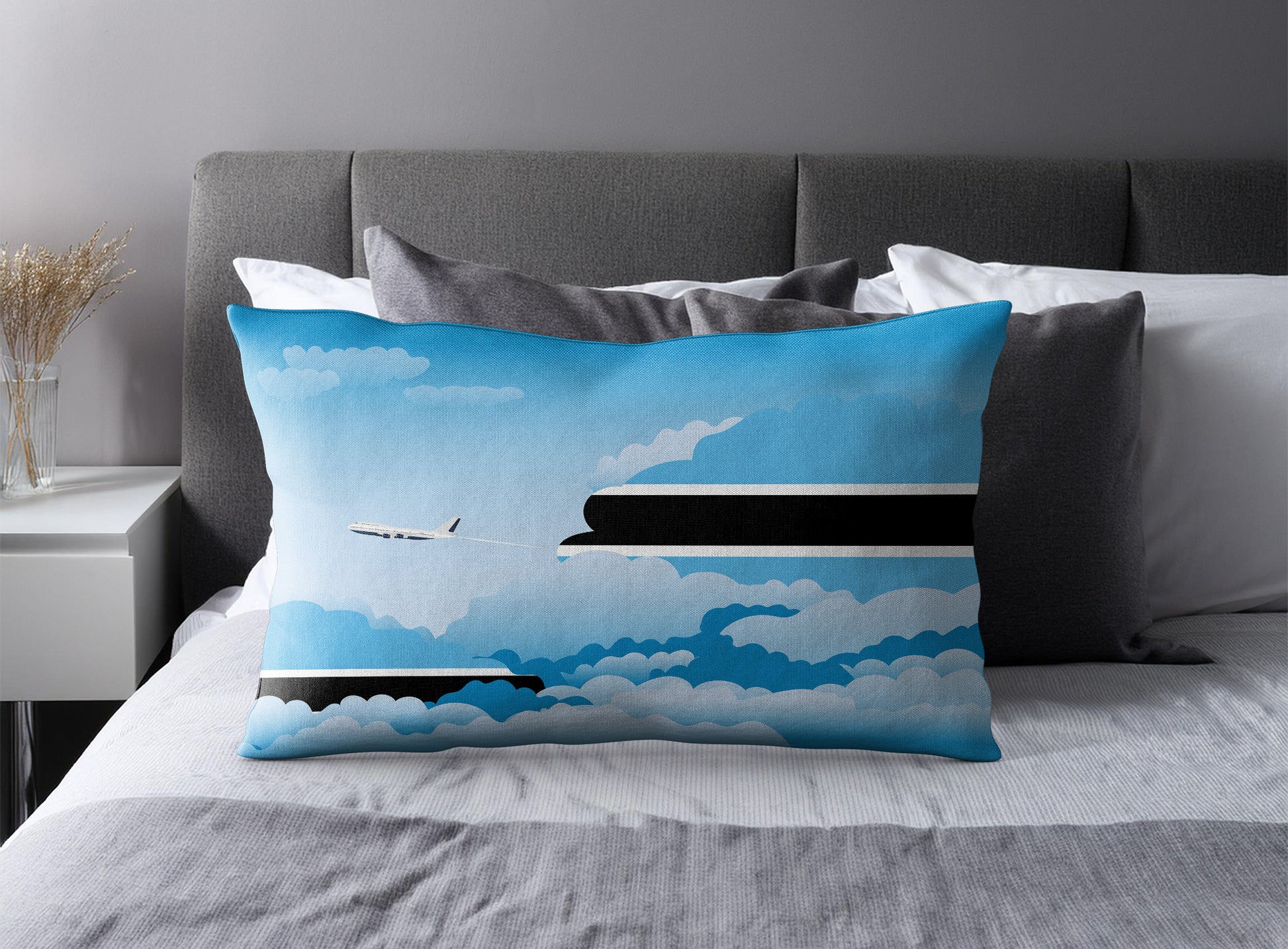 Botswana Day Clouds Pillow Case and Pillow Throw
