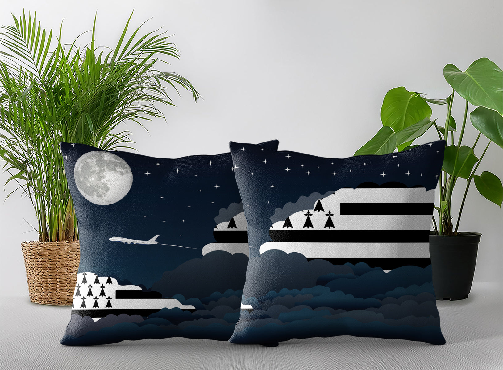 Brittany Night Clouds Pillow Case and Pillow Throw