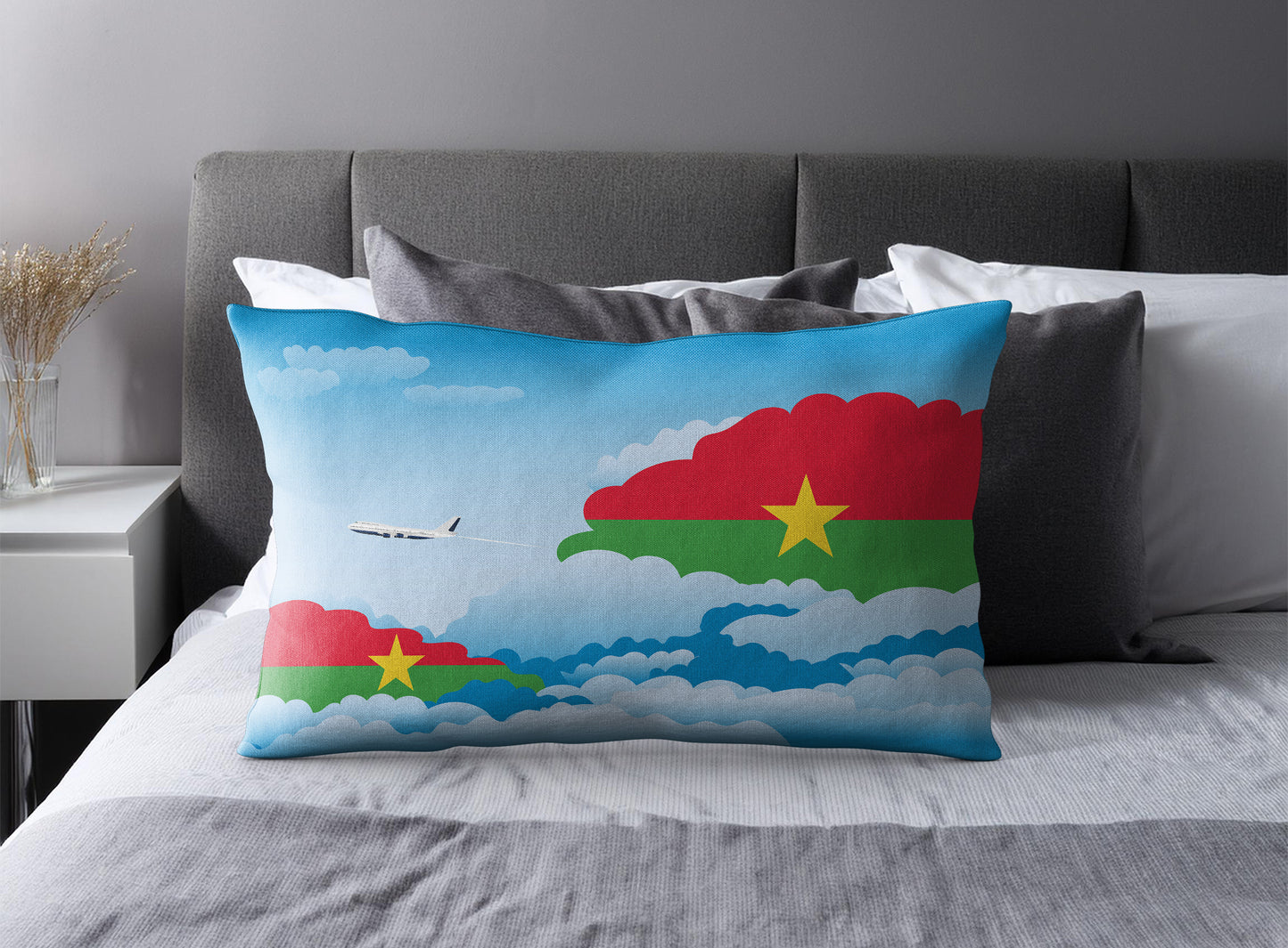 Burkina Faso Day Clouds Pillow Case and Pillow Throw