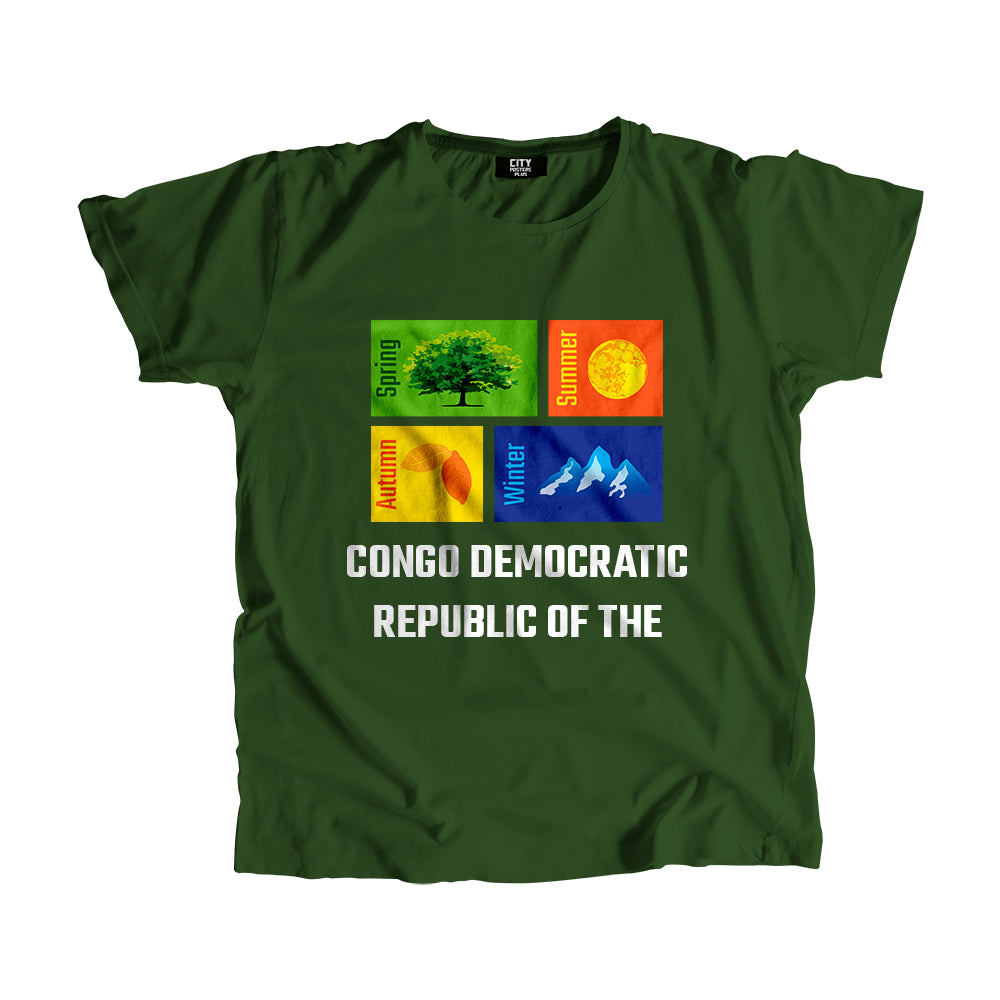 CONGO DEMOCRATIC REPUBLIC OF THE Seasons Men Unisex T-Shirt (Olive Green)
