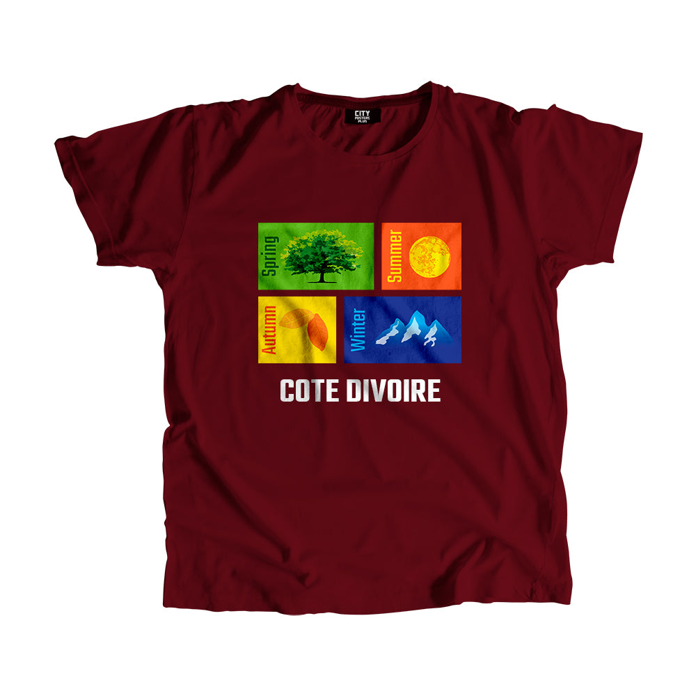 COTE DIVOIRE Seasons Men Unisex T-Shirt (Maroon)