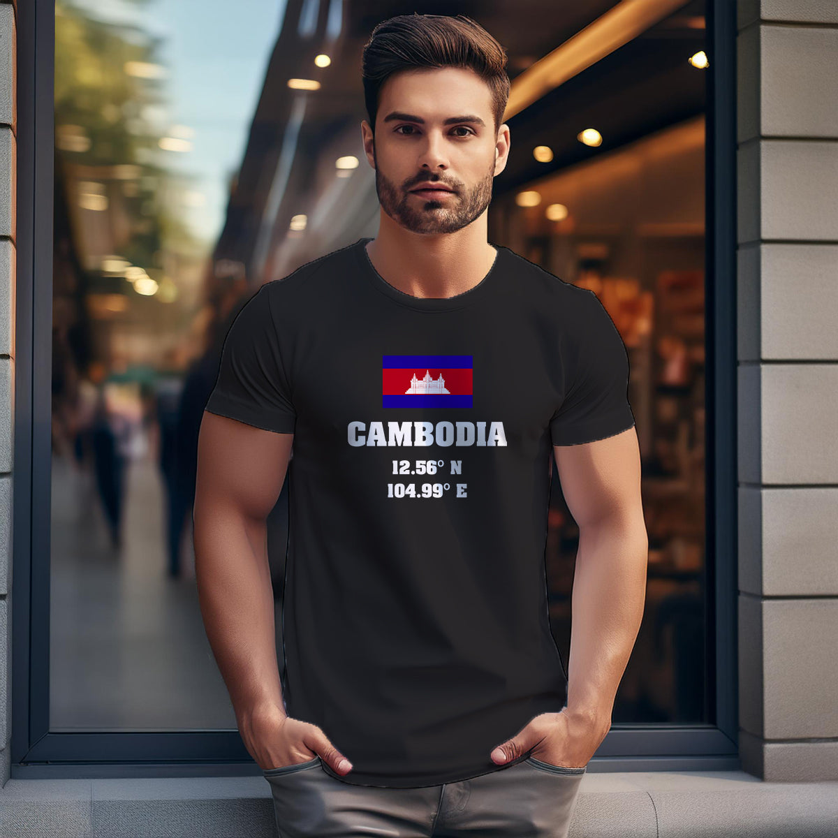 Cambodia Latitude Longitude Men Unisex T-Shirt