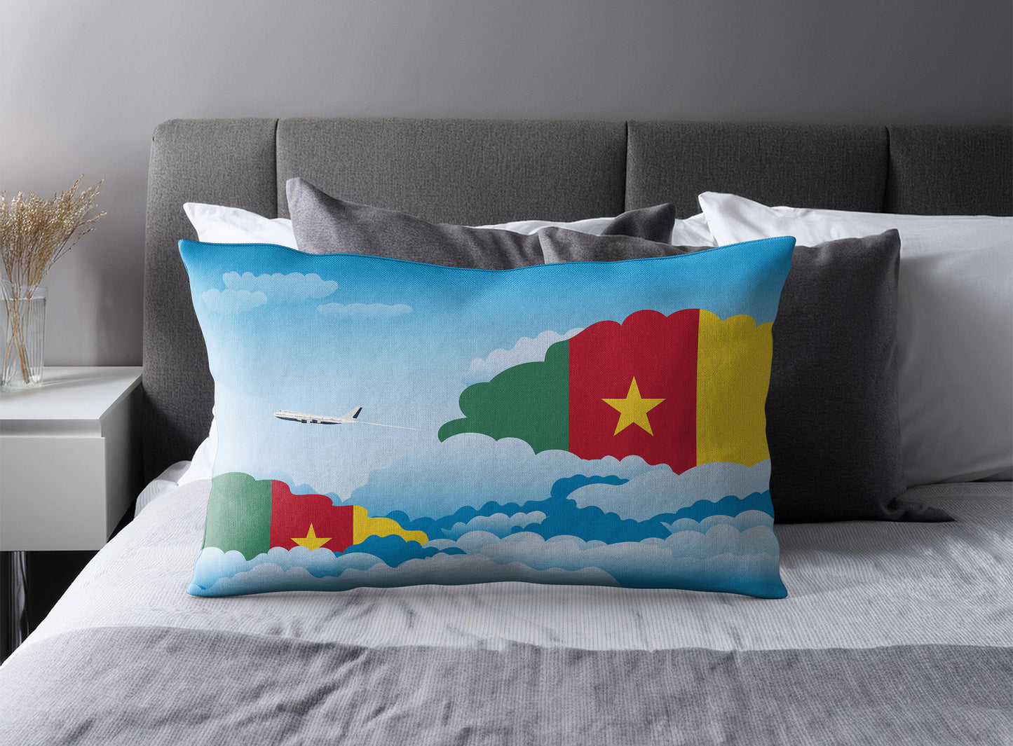 Cameroon Day Clouds Pillow Case and Pillow Throw